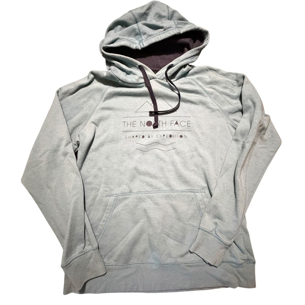 The North Face Womens Blue Shaped By Expedition Graphic Pullover Hoodie Large